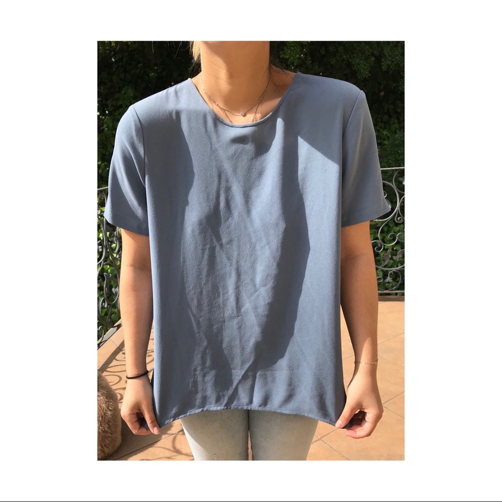 Blue silk blouse